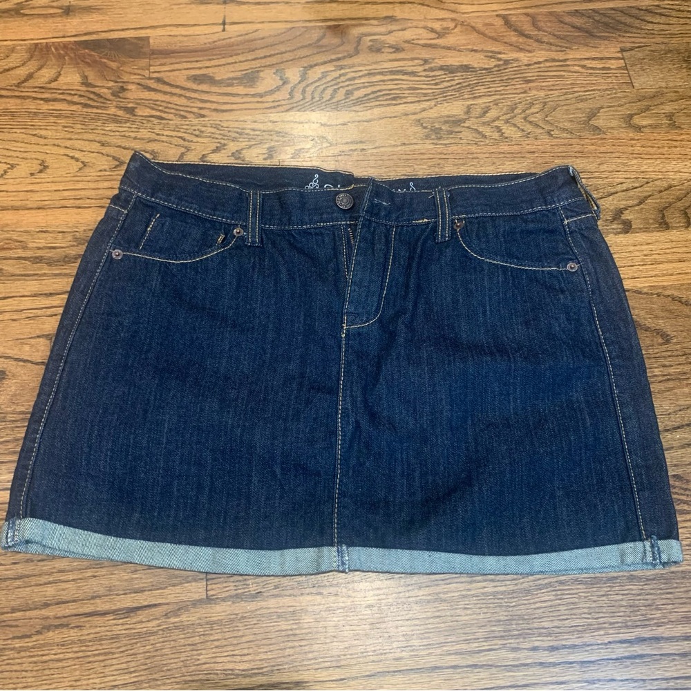 Old navy min shirt dark denim wash folded hemline women size 10